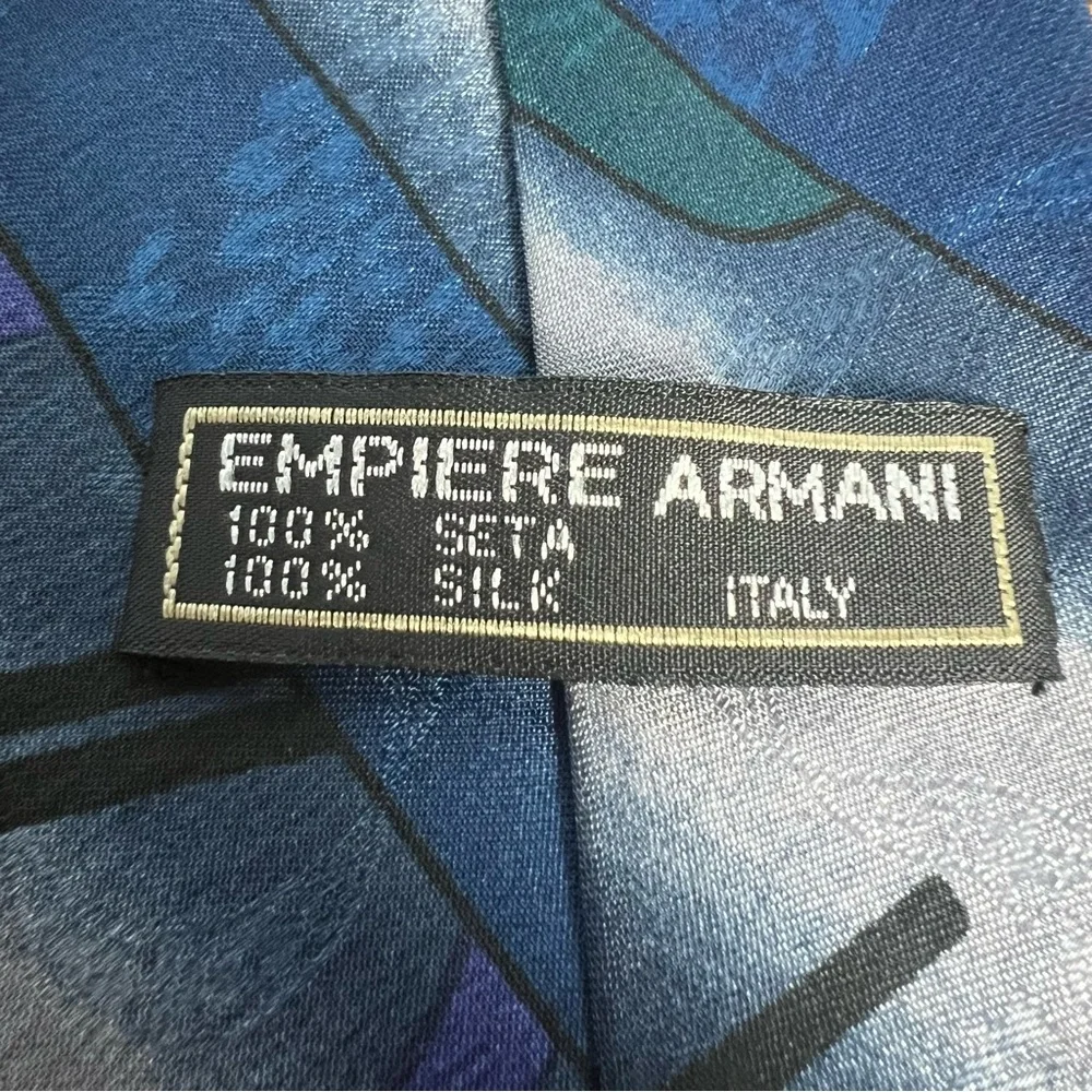 Empiere Armani Italy Vintage Men’s Blue Abstract Silk Necktie 57”